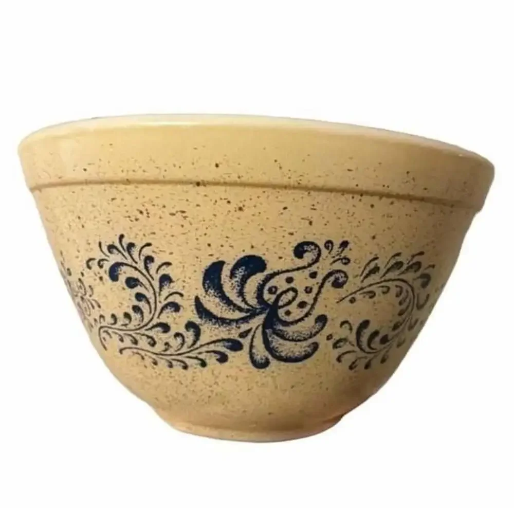 Pyrex Homestead 401 Small Nesting Mixing Bowl 750ml Speckled Tan with Blue Motif